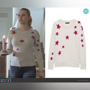 Banana Republic Gray Sweater with Pink Stars